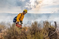 BLM Idaho Prescribed FireA member of the Idaho Conservation Corps sets fire using a drip torch on the Bureau of Land Management's Trout Springs Prescribed Fire in southwest Idaho. (DOI/Neal Herbert). Original public domain image from Flickr