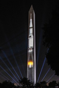 In celebration of landing on the moon 50 years ago, the Smithsonian Institution presented a 17-minute show of the Apollo 11 lunar mission, combining full-motion projection-mapping artwork and archival footage projected on the Washington Monument in the National Mall, near the Smithsonian Castle and the Department of Agriculture's Whitten and Yates Buildings, in Washington, D.C., on July 19 and 20, 2019.