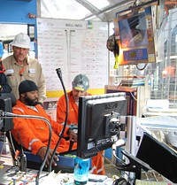 Driller Control Room on Ocean Black Rhino Drillship GOM. In the last ten years, Interior has been making oil production on the Outer Continental Shelf safer. Efforts to prevent another catastrophe like Deepwater Horizon are at the core of the missions of Interior’s Bureau of Ocean Energy Management and the Bureau of Safety and Environmental Enforcement.The Bureau of Safety and Environmental Enforcement has been the lead federal agency charged with improving safety and ensuring environmental protection related to the offshore energy industry - primarily oil and natural gas - on the Outer Continental Shelf. BSEE vigorously regulates oversight of worker safety, emergency preparedness, environmental compliance and conservation of resources. The bureau’s work includes conducting thousands of announced and unannounced inspections, developing safer technologies, mandating that each operator establish and follow their Safety and Environmental Management System, and carrying out investigations when serious incidents do occur.BSEE engineers on the job. Photo by the Bureau of Safety and Environmental Enforcement. Original public domain image from Flickr