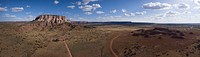 Aerial panorama, Dowa Yalanne near Zuni (right), NM, on September 9, 2019.