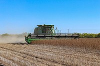 Schirmer Farms owner and operator Ernie Schirmer uses a GPS-based automatic steering system to quickly and efficiently harvest his first sesame crop at Schirmer Farms, in Batesville, TX, on November 4, 2020.