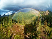 Double rainbow at Baptiste lookout, Flathead National Forest, Montana. Original public domain image from Flickr