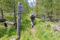 Backpacker crossing the Absaroka Beartooth Wilderness boundary by Jacob W. Frank. Original public domain image from Flickr