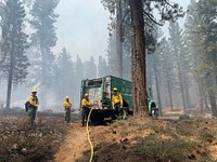 Bluff Mesa Rx Burn, May 2020Engine 317 firefighting crew members, out of the Converse Fire Station in Angelus Oaks/Seven Oaks area helping during the Bluff Mesa Rx burn in Big Bear.Forest Service photo by Lisa Cox. Original public domain image from Flickr