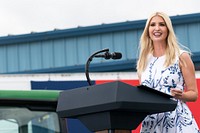 President Donald J. Trump, joined by Presidential Advisor Ivanka Trump, acknowledges the applause of the crowd after delivering remarks in support of the Farmers to Families Food Box distribution program Monday, Aug. 24, 2020, at Flavor First Growers and Packers in Mills River, N.C. (Official White House Photo by Shealah Craighead)