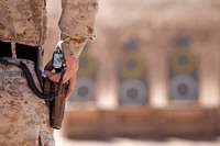 U.S. Marine Corps Staff Sgt. Caleb Hall, assigned to the Mobile Strike Force Team with the II Marine Expeditionary Force Headquarters Group, conducts live-fire training at Camp Leatherneck in Helmand province, Afghanistan, March 2, 2013.