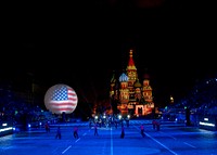 Spasskaya Tower military music festival, St Basil's Cathedral, Moscow, Russia. Original public domain image from Flickr