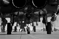 Heat pours off of an F-15E Strike Eagles as it prepares to depart Bagram Air Field, Afghanistan for a combat mission providing close air support. Original public domain image from Flickr