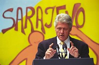 President Clinton addresses the Third High School in Sarajevo