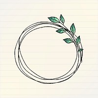 Botanical frame sticker, doodle illustration vector