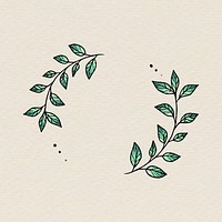 Wreath frame clipart, doodle, botanical illustration psd