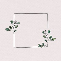 Botanical frame sticker, doodle illustration vector