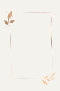 Gold rectangle frame sticker, gradient botanical illustration psd