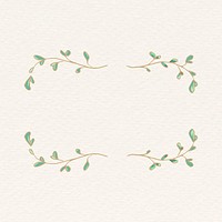 Leafy frame collage element, doodle gradient design psd