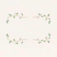 Leafy frame collage element, doodle gradient design vector