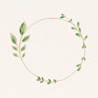 Botanical frame collage element, doodle gradient design vector