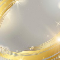 Golden brush stroke frame vector with shiny light