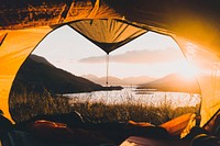 Autumn desktop wallpaper background, camping in Ballachulish in Highland, Scotland, warm tone