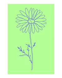 Flower line art poster, aesthetic green design