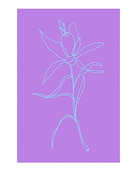 Flower line art poster, aesthetic purple design