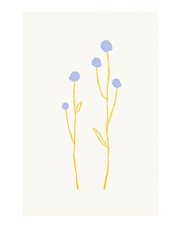 Flower doodle poster, minimal hand drawn illustration