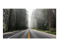 Road through forest art print poster, wanderlust wall decor