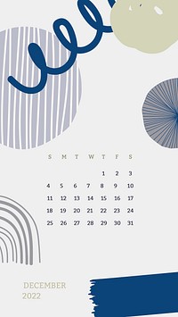 Abstract December 2022 calendar, monthly planner, iPhone wallpaper