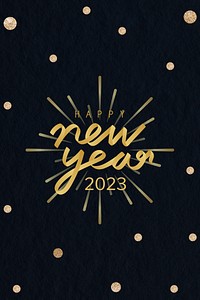 2023 gold glitter happy new year aesthetic season's greetings text on black background psd