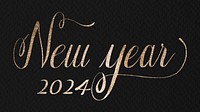New year 2024 desktop wallpaper, HD gold glitter sequin text background