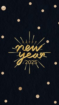 New year 2025 phone wallpaper HD gold glitter text background