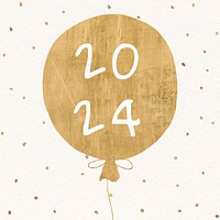 2024 gold balloon happy new year aesthetic season's greetings text on black background vector