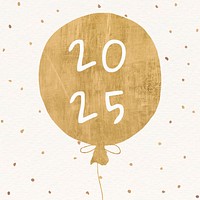2025 gold balloon happy new year aesthetic season's greetings text on black background vector