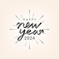 2024 black happy new year text aesthetic season's greetings text on beige background vector
