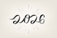 2026 black new year text, ink aesthetic typography on beige background psd