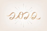 2022 gold new year text, aesthetic typography for new year card and background vector