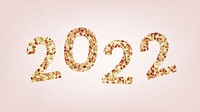 2022 gold glitter desktop wallpaper, high resolution HD sequin new year text desktop background vector