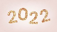 2022 gold glitter desktop wallpaper, high resolution HD sequin new year text desktop background psd