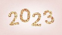 2023 gold glitter desktop wallpaper, high resolution HD sequin new year text desktop background vector