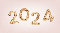 2024 gold glitter desktop wallpaper, high resolution HD sequin new year text desktop background vector