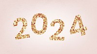 2024 gold glitter desktop wallpaper, high resolution HD sequin new year text desktop background psd