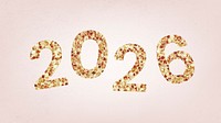 2026 gold glitter desktop wallpaper, high resolution HD sequin new year text desktop background psd