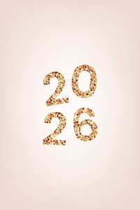 2026 welcome gold glitter text, new year sequin aesthetic typography on pink background vector