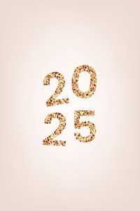 2025 welcome gold glitter text, new year sequin aesthetic typography on pink background