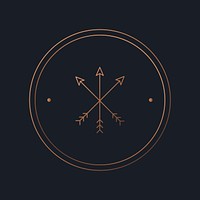 Aesthetic cross arrow copper logo element vector, simple tribal design