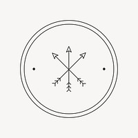 Aesthetic cross arrow black logo element vector, simple tribal design