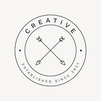 Creative studio branding logo template, simple tribal black cross arrow vector illustration