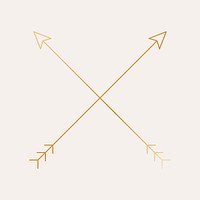 Gold cross arrow badge, aesthetic graphic vector