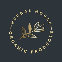 Gold leaf business logo template, organic product branding vector