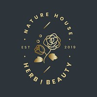 Gold rose business logo template, flower design for beauty brands vector