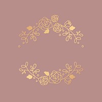 Gold rose logo ornament clipart, botanical aesthetic design vector